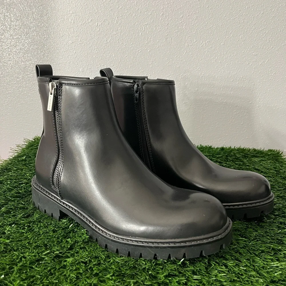 Black Leather Ankle Boots GUESS 7 - Picture 1 of 5